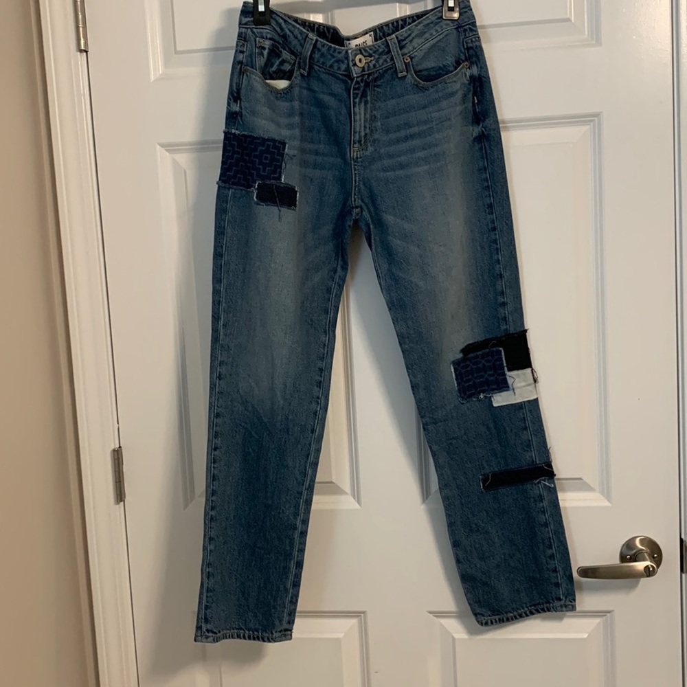 Paige Porter Midrise Relaxed Straight Jeans Bethany Patchwork Anthropologie